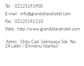 Grand Dilara Hotel iletiim bilgileri